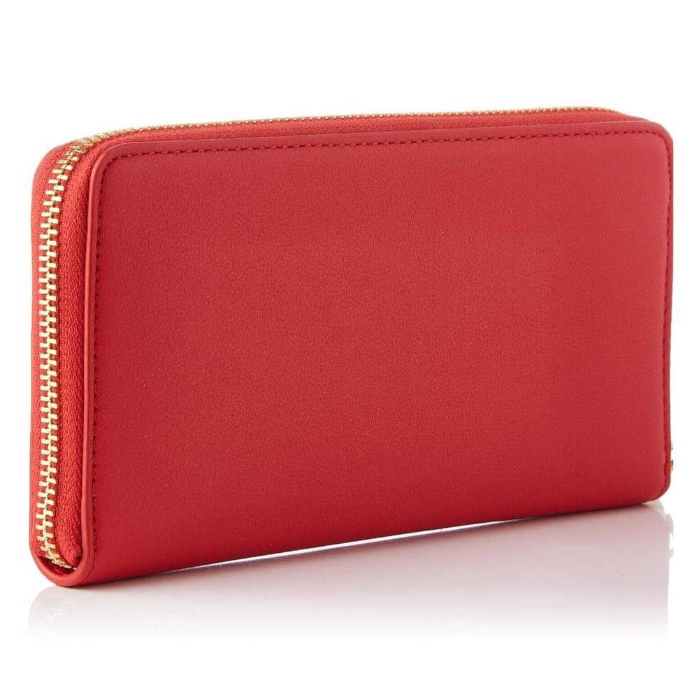 Love Moschino Womens Red Leather Gold Metal Logo Wallet Zip Closure NWT - Picture 5 of 9